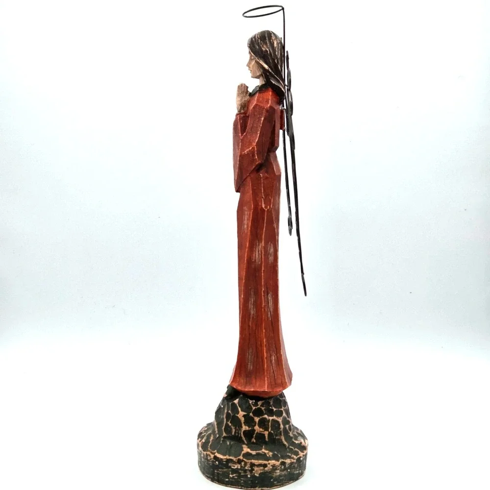 Southern Living At Home Santos Praying Angel Carved Wood Metal Wings Distressed